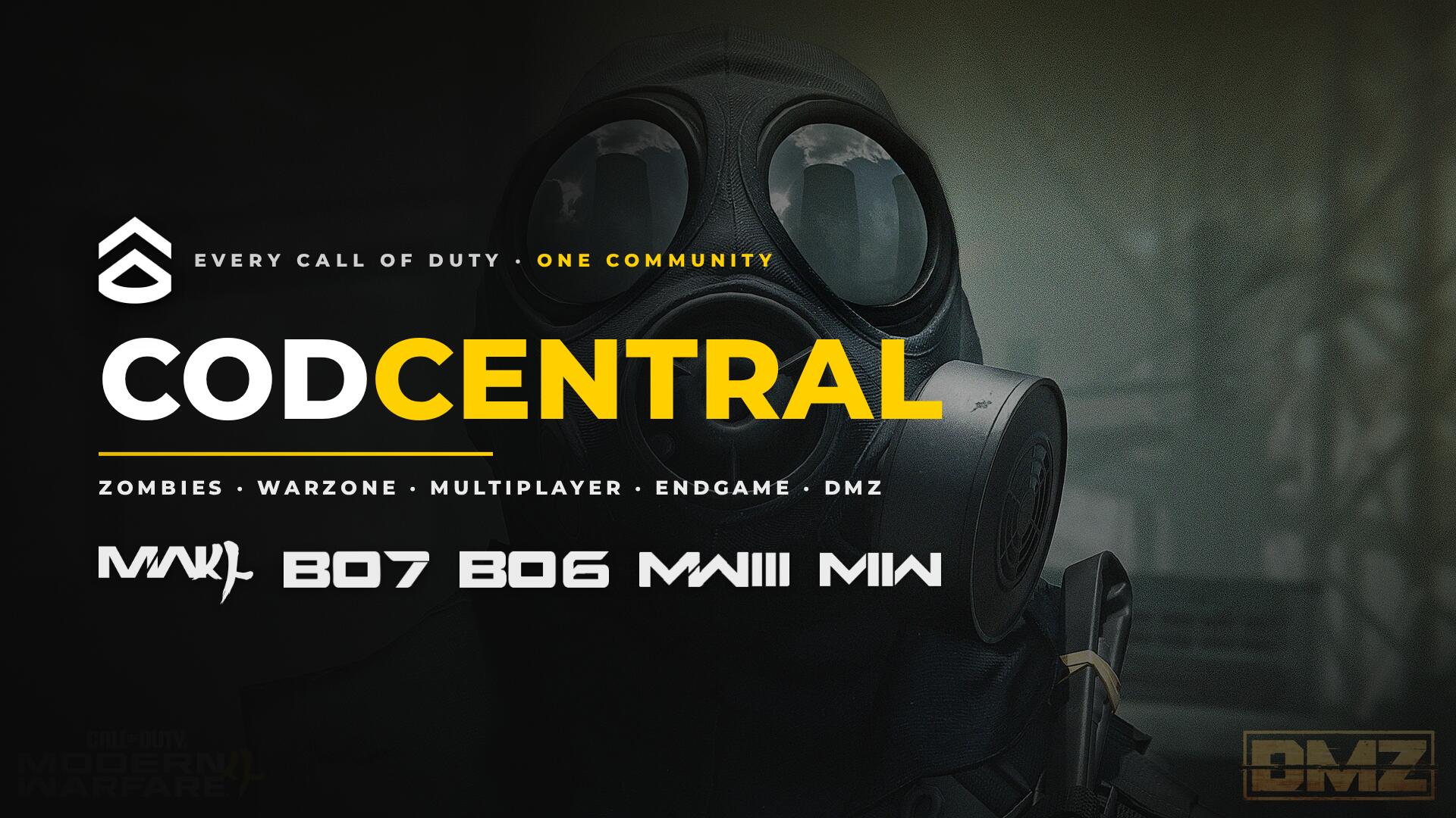 Discovery splash banner for COD Central - Black Ops 7 (BO7) & Modern Warfare 4 (MW4) Discord Discord server