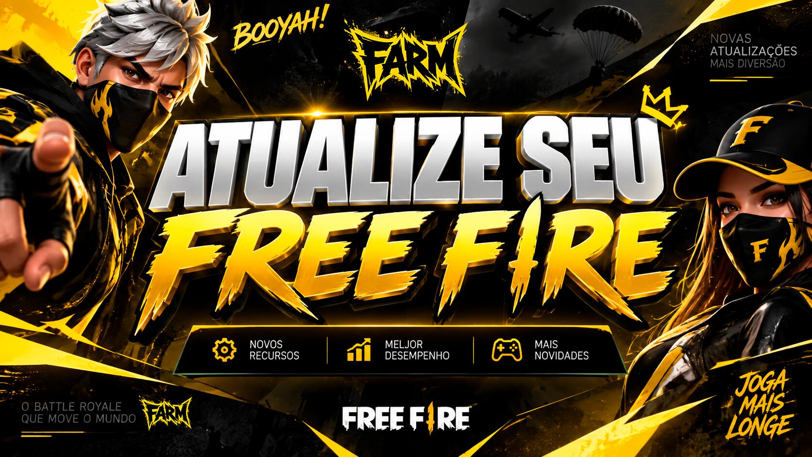 Discovery splash banner for 🔥ATUALIZE O FF | FARM Discord server