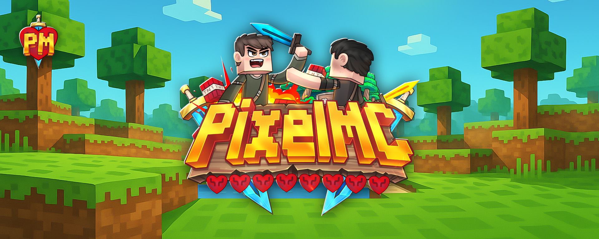 Discovery splash banner for PixelMC Discord server