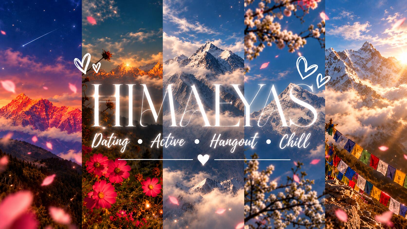 Discovery splash banner for ⛰ . H I M A L A Y A S・Dating • Active・Hangout • Chill𓂃 ‹3 Discord server