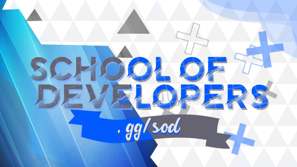 Discovery splash banner for School of Developers 📖 Discord server