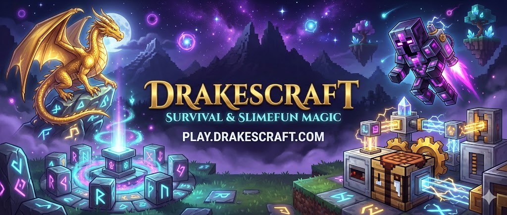 Discovery splash banner for ⚡ 𝐃𝐫𝐚𝐤𝐞𝐬𝐂𝐫𝐚𝐟𝐭 ⚡ Discord server