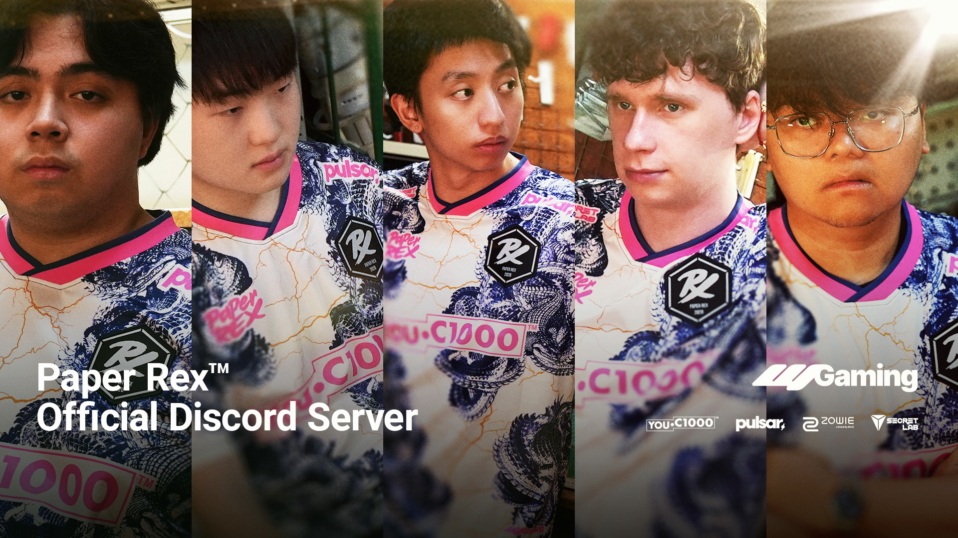 Discovery splash banner for Paper Rex™ Discord server